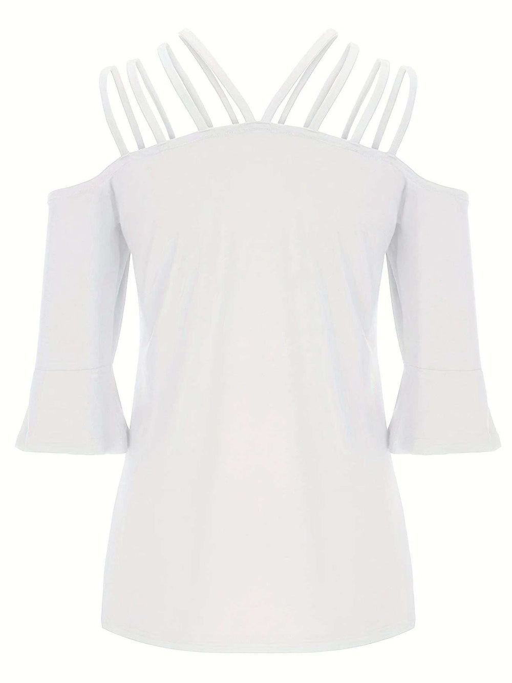 Full Size Cold Shoulder Three-Quarter Sleeve Blouse - Trendsi - Flyclothing LLC