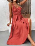 V-Neck Wide Strap Midi Cami Dress - Trendsi - Flyclothing LLC