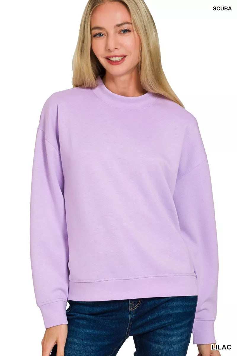 Zenana Scuba Mock Neck Sweatshirt and Joggers Set - Trendsi - Flyclothing LLC