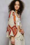 POL Open Front Crochet Cardigan with Granny Square Pattern - Trendsi - Flyclothing LLC