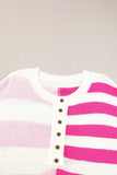 Striped Round Neck Half Sleeve Knit Top - Trendsi - Flyclothing LLC
