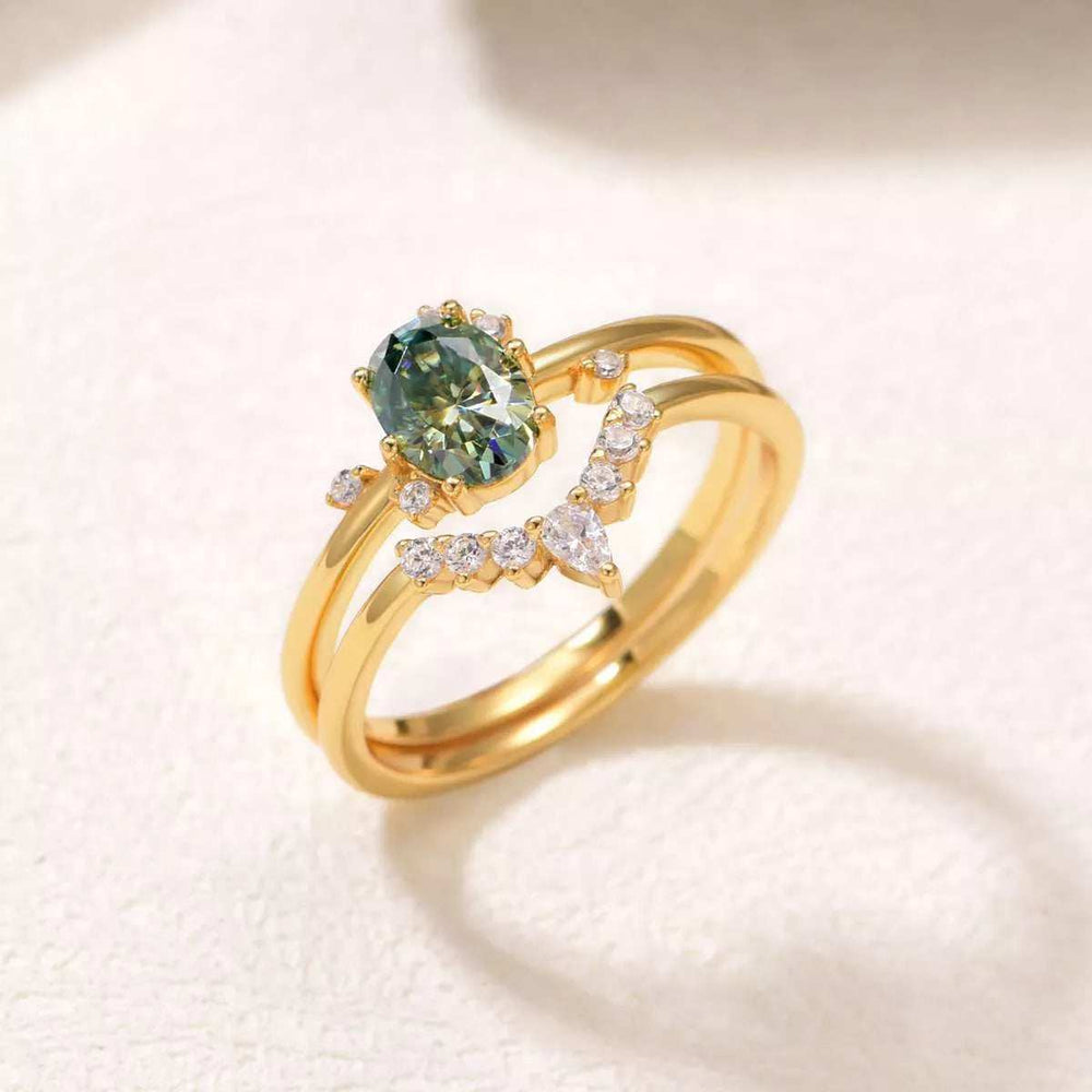 1 Carat Moissanite 925 Sterling Silver 2 Piece Ring - Trendsi - Flyclothing LLC