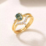 1 Carat Moissanite 925 Sterling Silver 2 Piece Ring - Trendsi - Flyclothing LLC