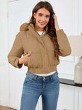 Pocketed Long Sleeve Cropped Hooded Winter Coat - Trendsi - Flyclothing LLC