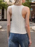 Cable-Knit V-Neck Knit Tank - Trendsi - Flyclothing LLC