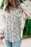 Floral Collared Neck Long Sleeve Shirt - Trendsi - Flyclothing LLC