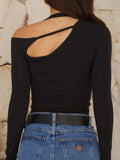 Cutout Asymmetrical Neck Long Sleeve T-Shirt - Trendsi - Flyclothing LLC