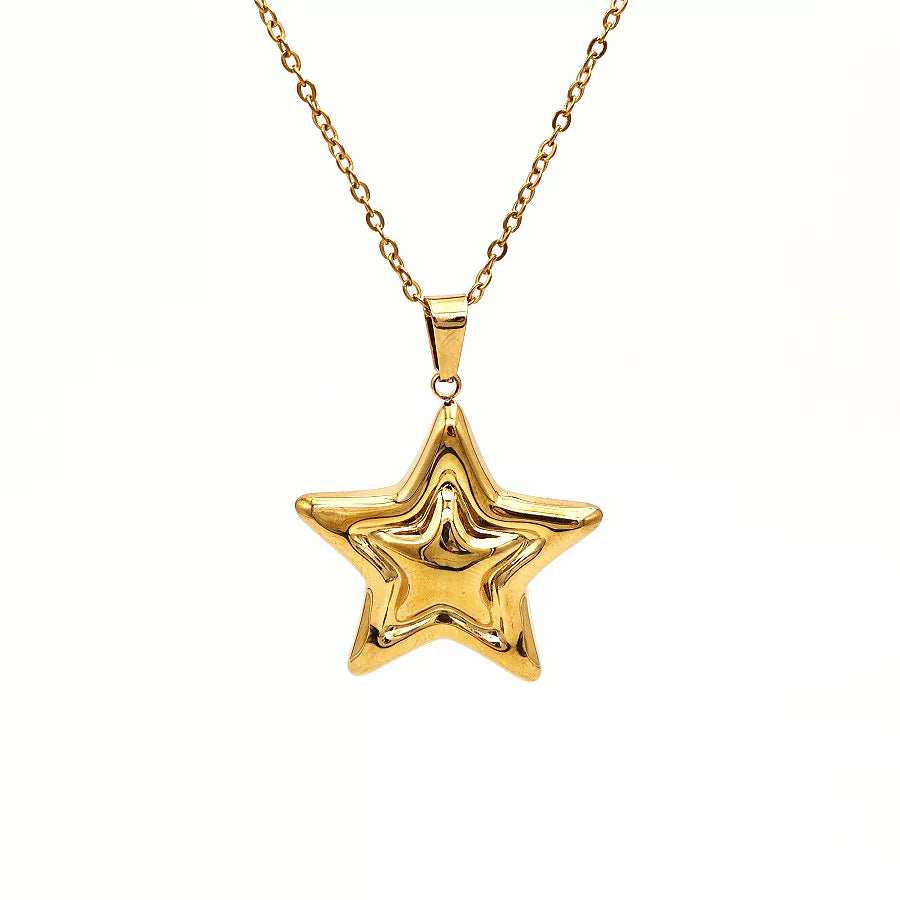 Stainless Steel Zircon Star Necklace - Trendsi - Flyclothing LLC