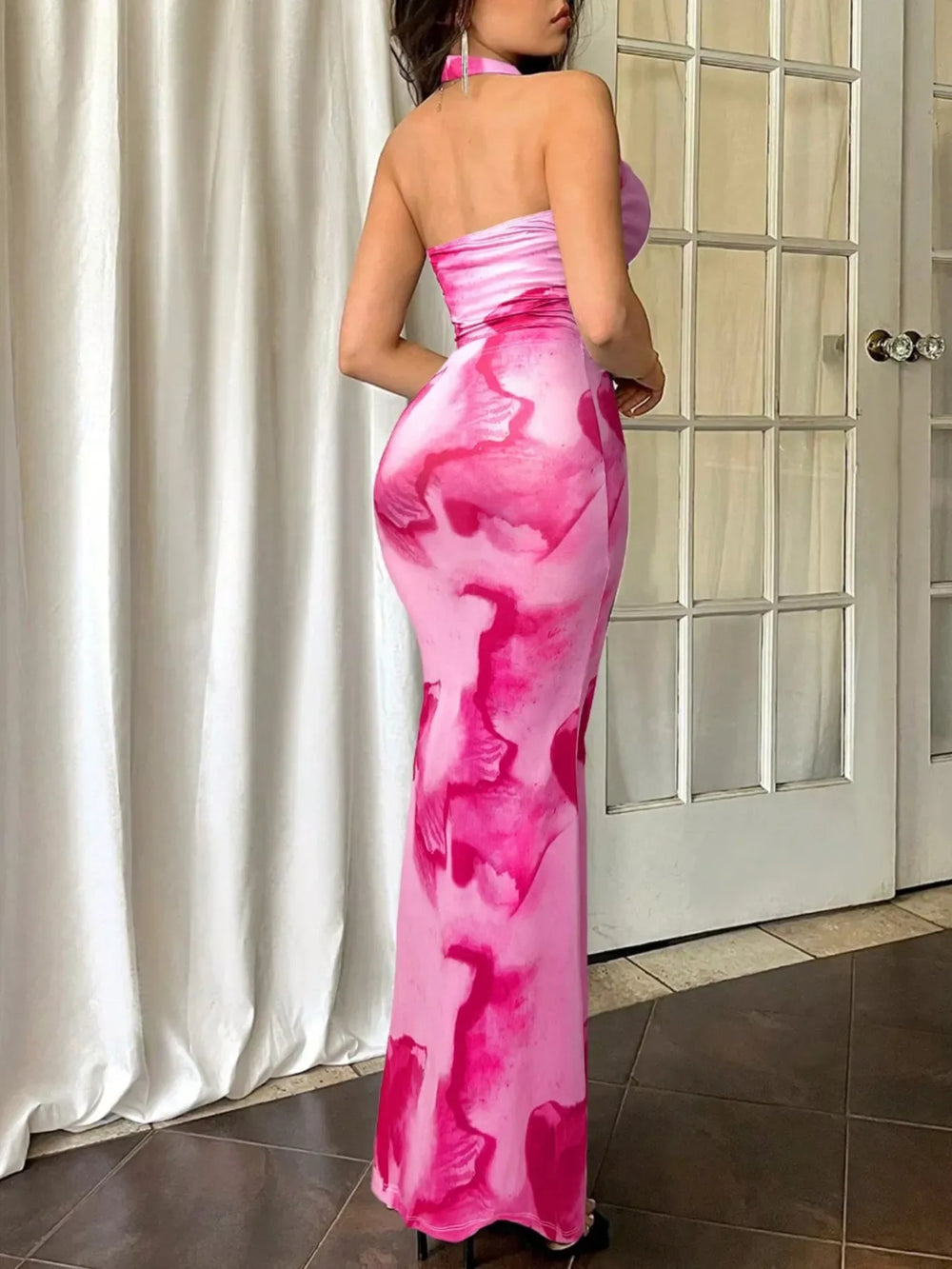 Tie-Dye Halter Top and Mermaid Skirt Set - Trendsi - Flyclothing LLC