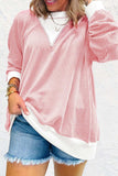 Contrast Round Neck Long Sleeve Sweatshirt - Trendsi - Flyclothing LLC