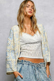 POL Open Front Crochet Cardigan with Granny Square Pattern - Trendsi - Flyclothing LLC