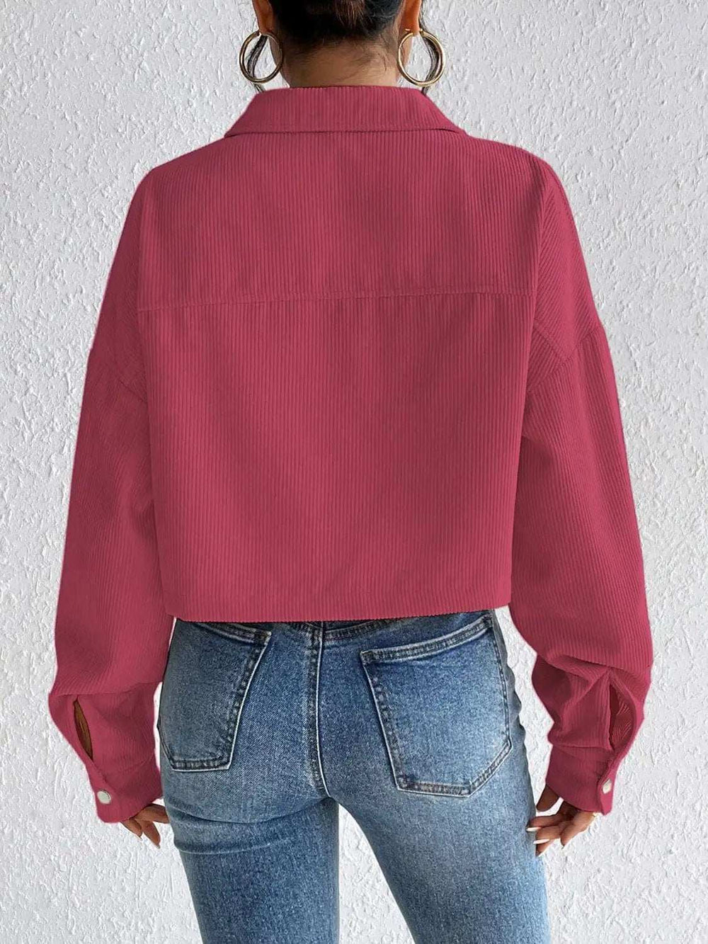 Snap Down Long Sleeve Jacket - Trendsi - Flyclothing LLC