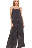 Zenana Woven Acid Crinkle Washed Cami & Pants 2 Piece Set - Trendsi - Flyclothing LLC