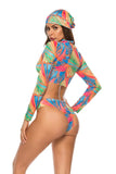 Printed Zip Up Three-Piece Swim Set - Trendsi - Flyclothing LLC