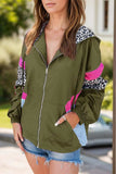 Leopard Zip Up Long Sleeve Hooded Jacket - Trendsi - Flyclothing LLC