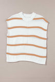 Striped Round Neck Cap Sleeve Sweater - Trendsi - Flyclothing LLC