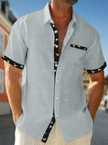 Men's Full Size Contrast Trim Waffle Knit Short Sleeve Shirt Plus Size - Trendsi - Flyclothing LLC