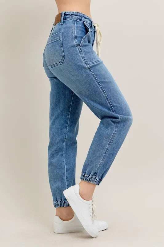 Judy Blue Full Size High Waist Denim Jogger Plus Size - Trendsi - Flyclothing LLC