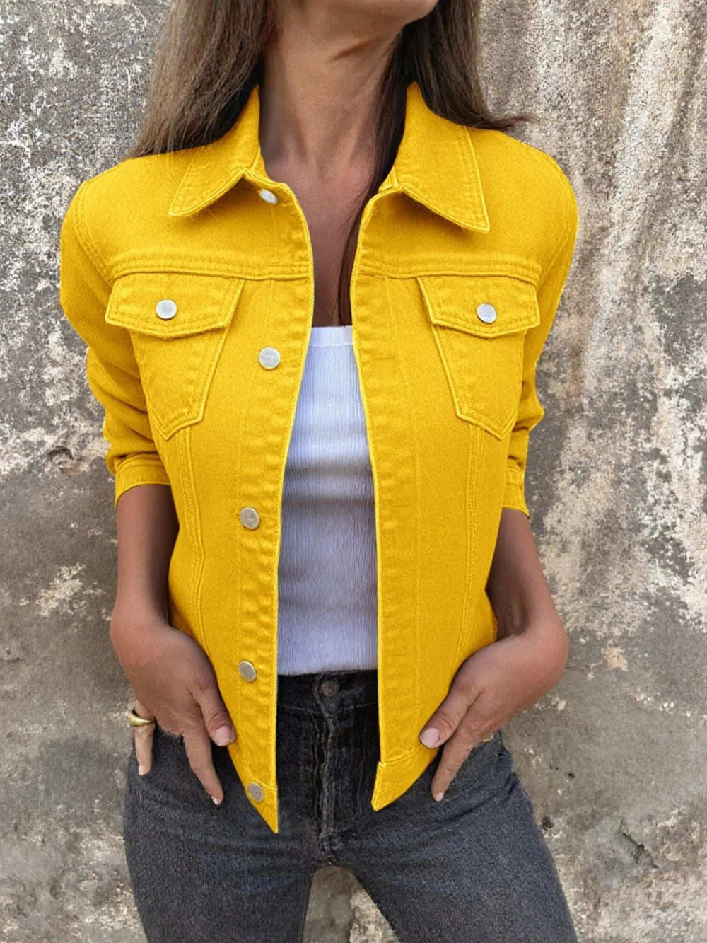Button Front Closure Denim Jacket - Trendsi - Flyclothing LLC