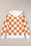 Checkered Long Sleeve Hooded Sweater - Trendsi - Flyclothing LLC