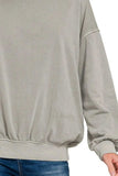 Zenana Soft Fleece Pigment Dye Round-neck Sweatshirts - Trendsi - Flyclothing LLC