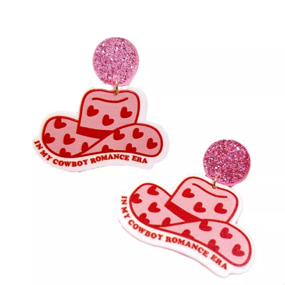 Cowboy Hat Dangle Earrings with Heart Accents - Trendsi - Flyclothing LLC