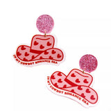 Cowboy Hat Dangle Earrings with Heart Accents - Trendsi - Flyclothing LLC