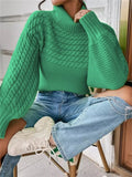Full Size Textured Knit Turtleneck Long Sleeve Sweater Plus Size - Trendsi - Flyclothing LLC