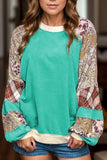 Printed Round Neck Long Sleeve Blouse - Trendsi - Flyclothing LLC