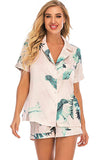 Printed Button Up Short Sleeve Top and Shorts Lounge Set - Trendsi - Flyclothing LLC