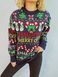 Christmas Pattern Round Neck Long Sleeve Sweater - Trendsi - Flyclothing LLC