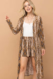 And The Why Snake Print Kimono Open Front Longline Cardigan - Trendsi - Flyclothing LLC