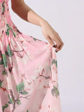 Floral Print Pleated Maxi Dress - Trendsi - Flyclothing LLC