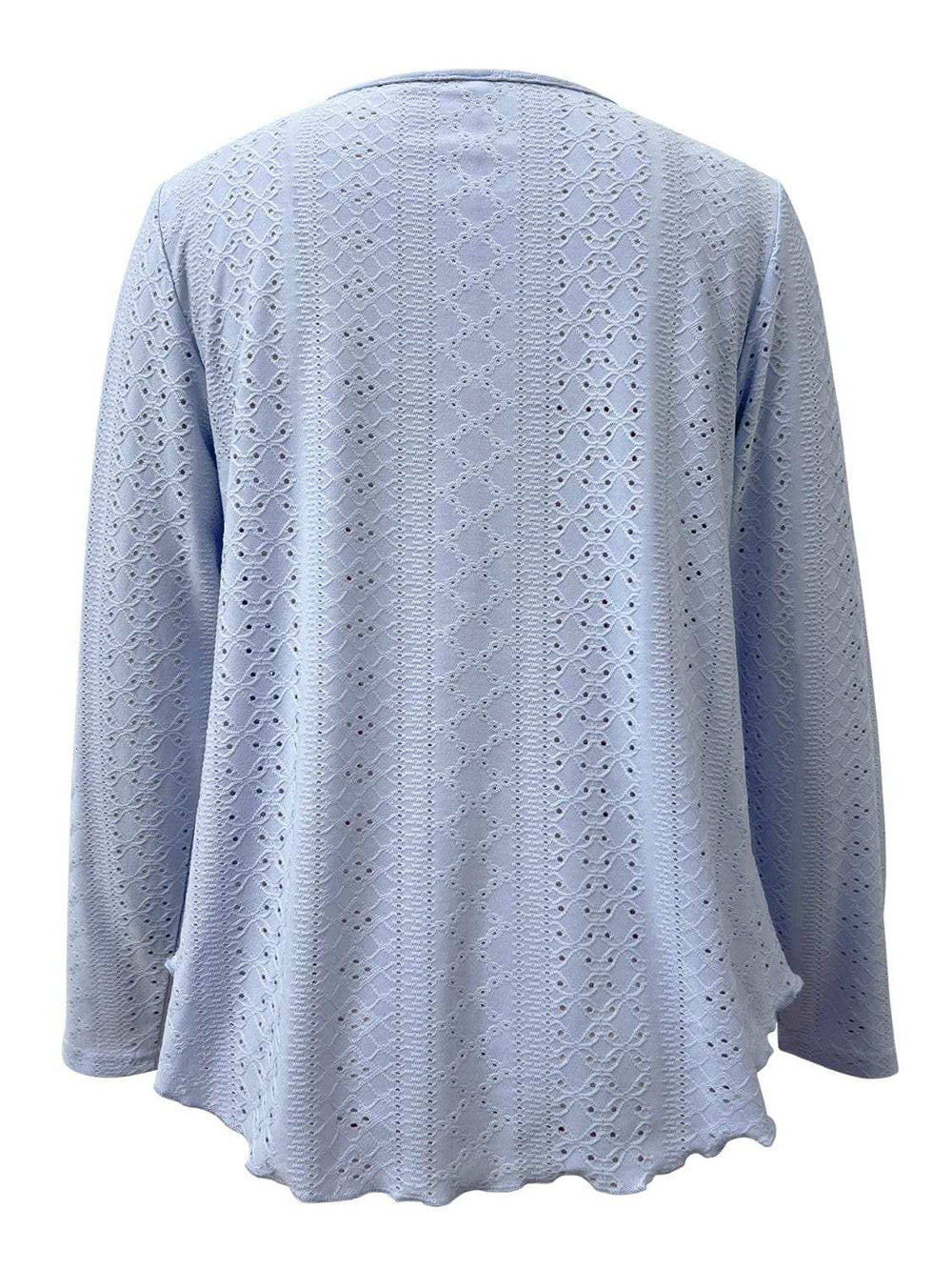 Eyelet Long Sleeve Blouse - Trendsi - Flyclothing LLC
