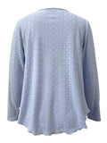 Eyelet Long Sleeve Blouse - Trendsi - Flyclothing LLC
