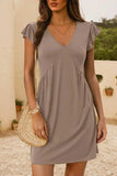 V-Neck Ruffled Cap Sleeve Dress - Trendsi - Flyclothing LLC