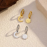 Sun and Moon Dangle Hoop Earrings - Trendsi - Flyclothing LLC