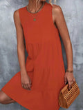 Tiered Round Neck Sleeveless Mini Tank Dress - Trendsi - Flyclothing LLC