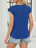 Pleated Front Scoop Neck T-Shirt - Trendsi - Flyclothing LLC