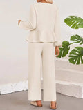 Tie Neck Balloon Sleeve Top and Pants Set - Trendsi - Flyclothing LLC