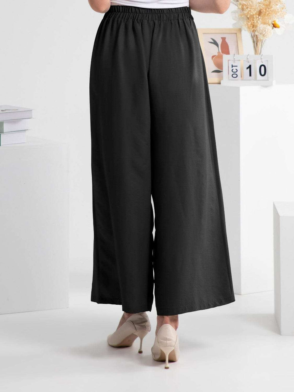 Wide Leg Elastic Waist Pants - Trendsi - Flyclothing LLC