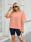 Round Neck Short Sleeve T-Shirt - Trendsi - Flyclothing LLC