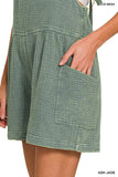 Zenana Washed Double Gauze Tie Back Rompers - Trendsi - Flyclothing LLC