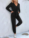 Long Sleeve Tie Waist Jumpsuit - Trendsi - Flyclothing LLC