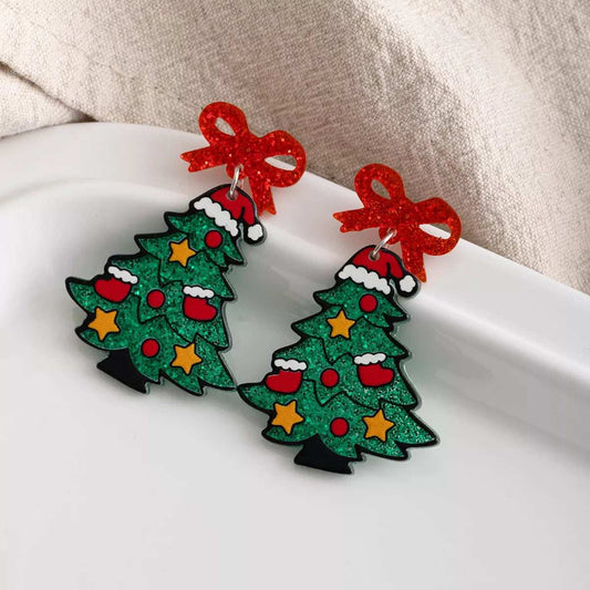 Acrylic Christmas Tree Drop Earrings - Trendsi - Flyclothing LLC