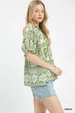 Umgee Two Tone Boarder Print Top - Trendsi - Flyclothing LLC