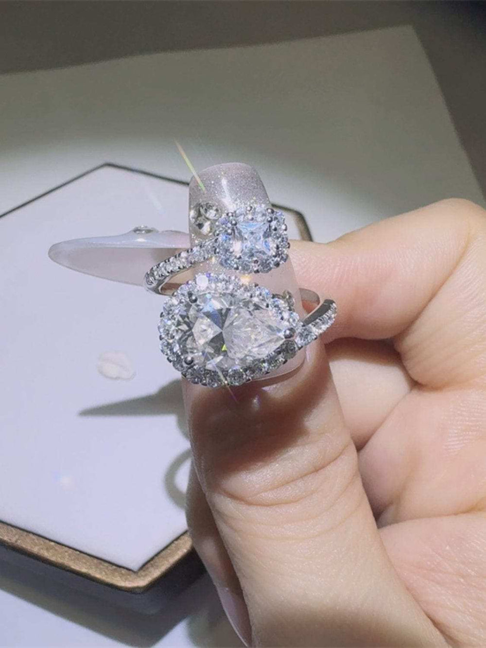 2 Carat Moissanite 925 Sterling Silver Bypass Ring - Trendsi - Flyclothing LLC