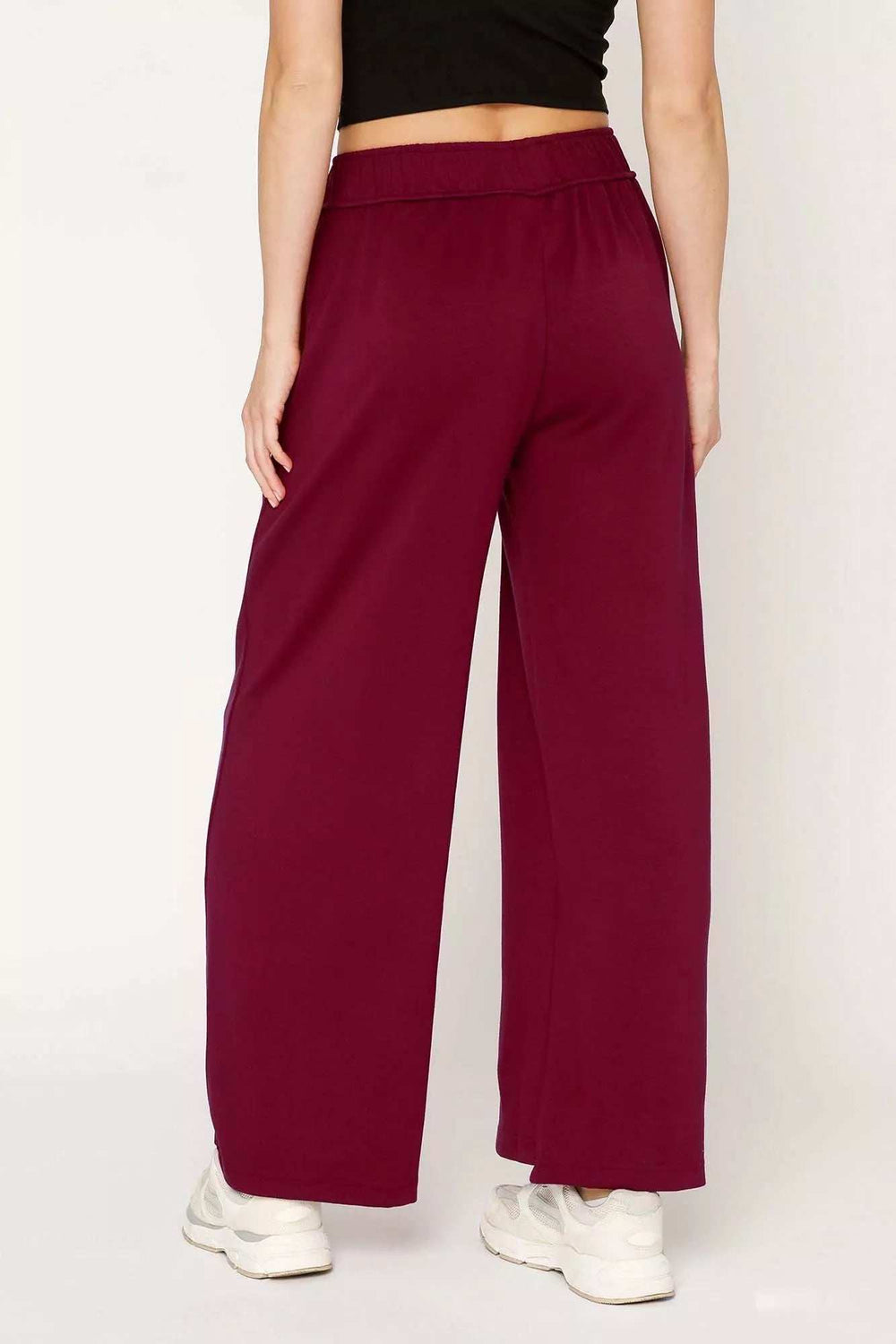 Umgee Elastic Drawstring Waistband Wide Leg Pants - Trendsi - Flyclothing LLC