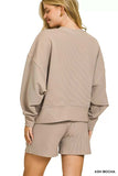 Zenana Ribbed Round Neck Pullover and Shorts Set - Trendsi - Flyclothing LLC