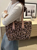 Leopard Fluff Tote Bag - Trendsi - Flyclothing LLC